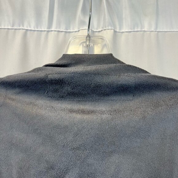 Elan Womens Open Front Jacket Gray Faux Leather Waist Length Flyaway Pockets S - Picture 5 of 12